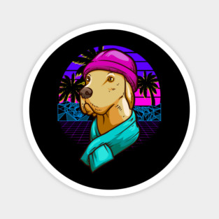 Labrador Christmas Vaporwave Style Funny Humor Gift Magnet