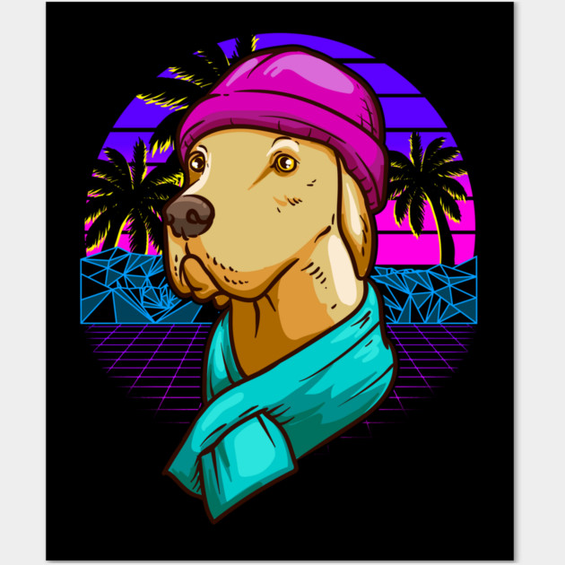 Labrador Christmas Vaporwave Style Funny Humor Gift Wall Art by creative