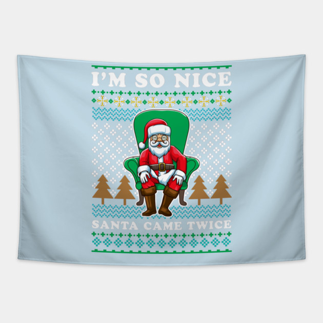 Santa Ugly Christmas Sweater Funny Humor Tapestry by creative