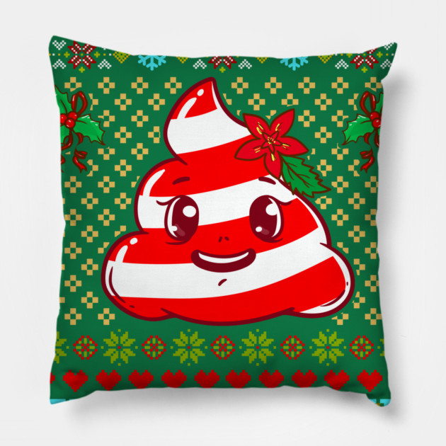 Poop Ugly Christmas Sweater Funny Humor Pillow by creative