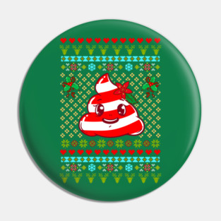 Poop Ugly Christmas Sweater Funny Humor Pin