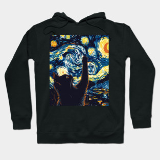 Starry Night Cat art Hoodie