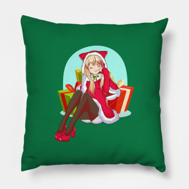 Christmas Anime Girl Pillow by creative