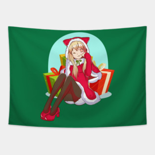 Christmas Anime Girl Tapestry
