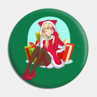 Christmas Anime Girl Pin