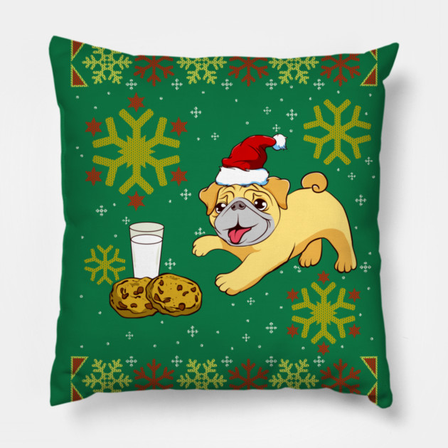Pug Ugly Christmas Sweater Funny Humor Pillow by creative