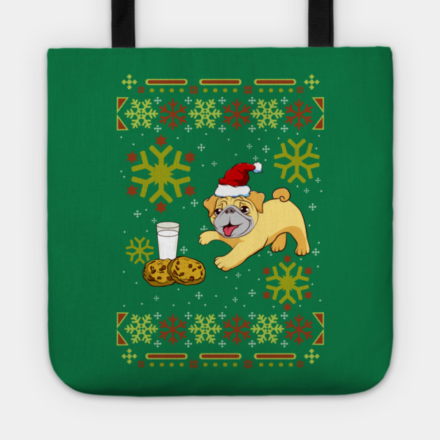Pug Ugly Christmas Sweater Funny Humor Tote by creative