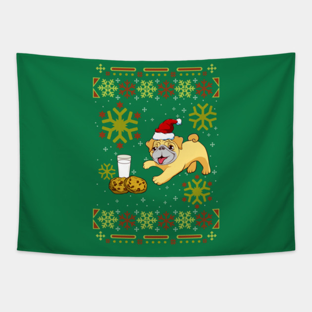 Pug Ugly Christmas Sweater Funny Humor Tapestry by creative