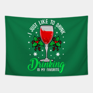 Funny Xmas Wine Drinking Christmas Gift Tapestry