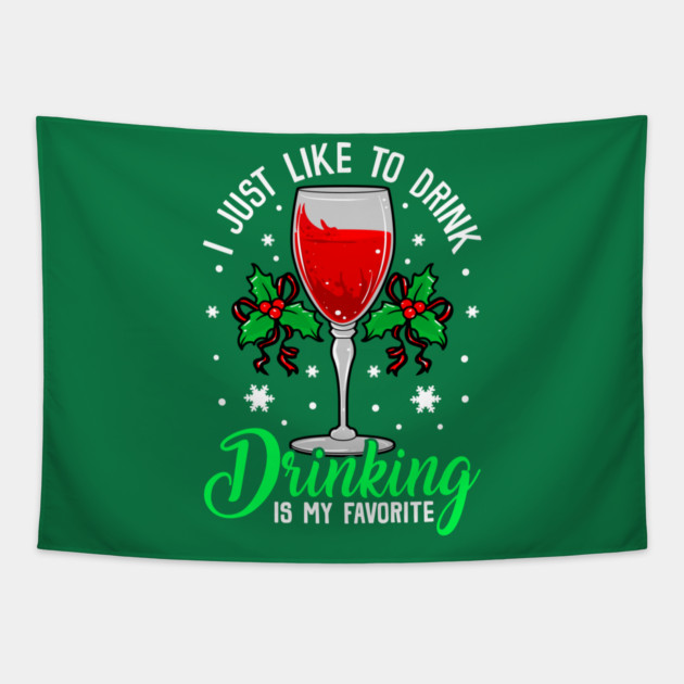 Funny Xmas Wine Drinking Christmas Gift Tapestry by creative