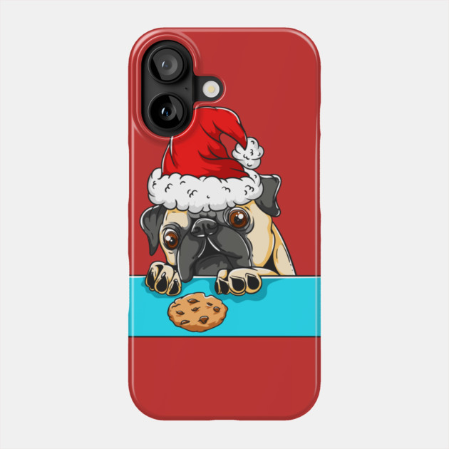 Pug Dog with Santa Claus Hat Funny Christmas Gift Phone Case by creative
