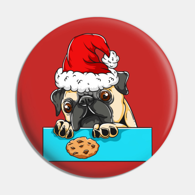 Pug Dog with Santa Claus Hat Funny Christmas Gift Pin by creative