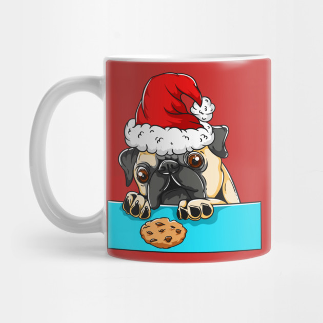 Pug Dog with Santa Claus Hat Funny Christmas Gift by creative