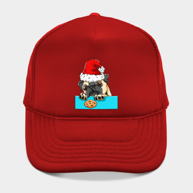 Pug Dog with Santa Claus Hat Funny Christmas Gift by creative