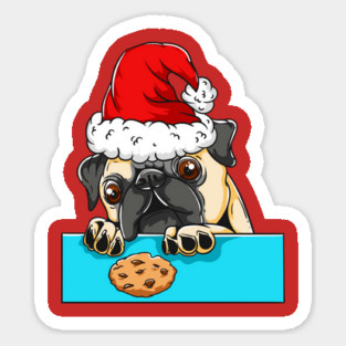 Pug Dog with Santa Claus Hat Funny Christmas Gift Magnet