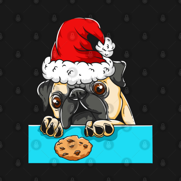 Pug Dog with Santa Claus Hat Funny Christmas Gift by creative