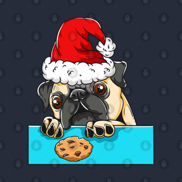 Pug Dog with Santa Claus Hat Funny Christmas Gift by creative