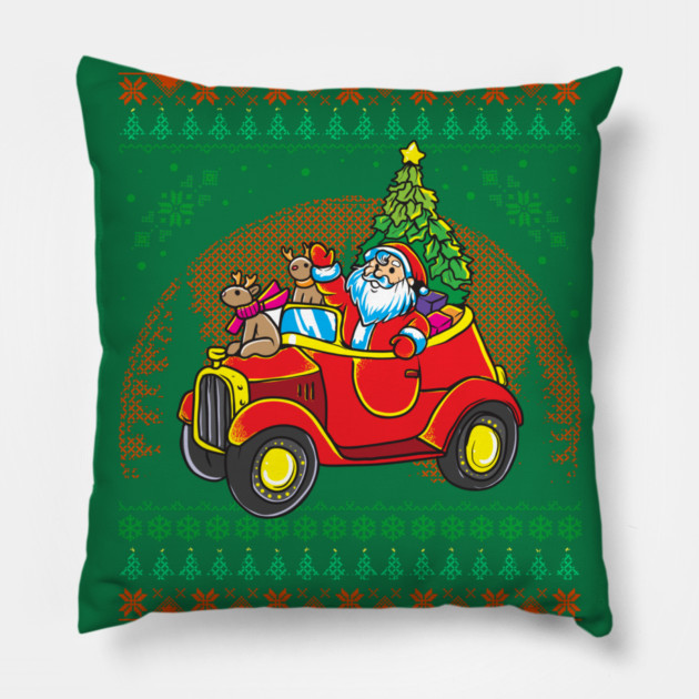 Santa Ugly Christmas Sweater Style Funny Humor Pillow by creative