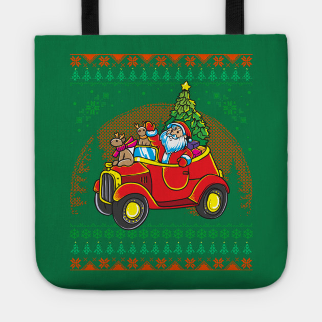 Santa Ugly Christmas Sweater Style Funny Humor Tote by creative