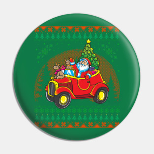 Santa Ugly Christmas Sweater Style Funny Humor Pin