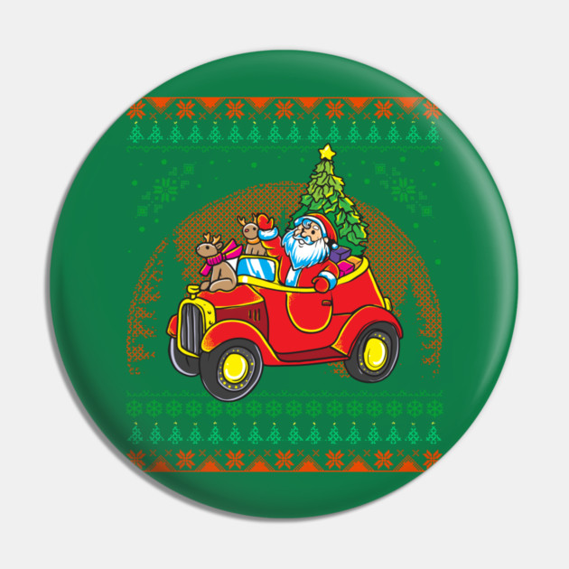 Santa Ugly Christmas Sweater Style Funny Humor Pin by creative