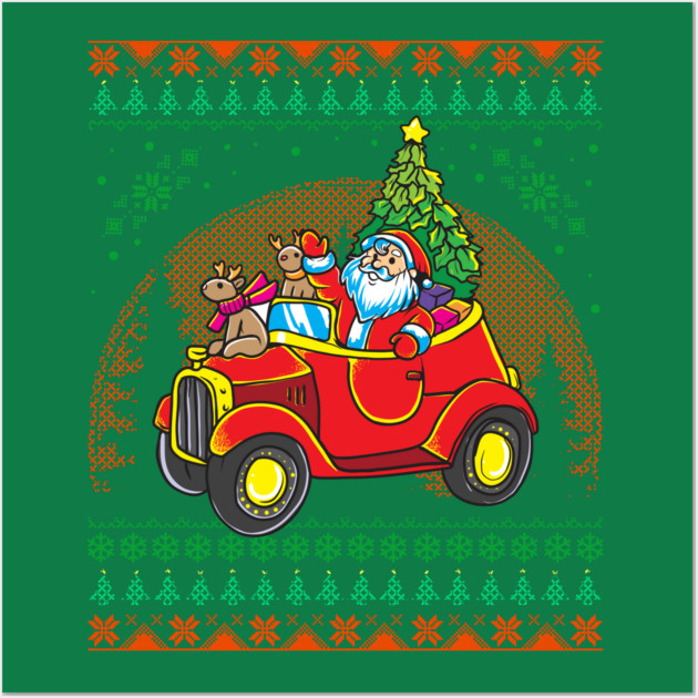 Santa Ugly Christmas Sweater Style Funny Humor Wall Art by creative