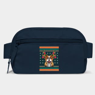 English Bulldog Ugly Christmas with Reindeer Antlers Bag