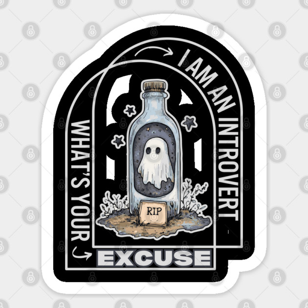 Introvert Ghost - Halloween - Funny & Cute Sticker by TuncGK