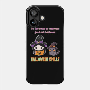 Halloween Witch & Cat - Funny & Cute - Spelling Magic Phone Case