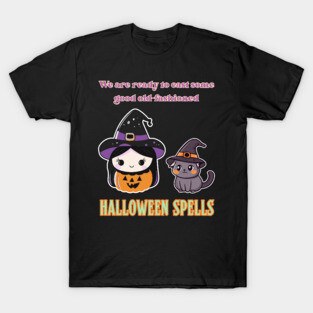 Halloween Witch & Cat - Funny & Cute - Spelling Magic T-Shirt
