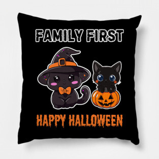 Witch Cat Family - Halloween - Funny & Cute for Girls Pillow