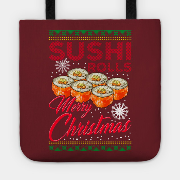 Sushi Ugly Christmas Sweater Style Funny Humor Tote by creative