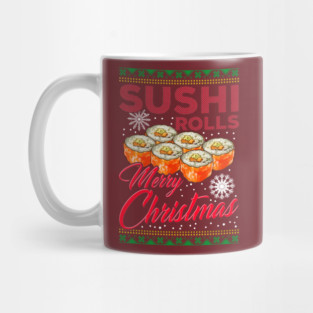 Sushi Ugly Christmas Sweater Style Funny Humor Mug