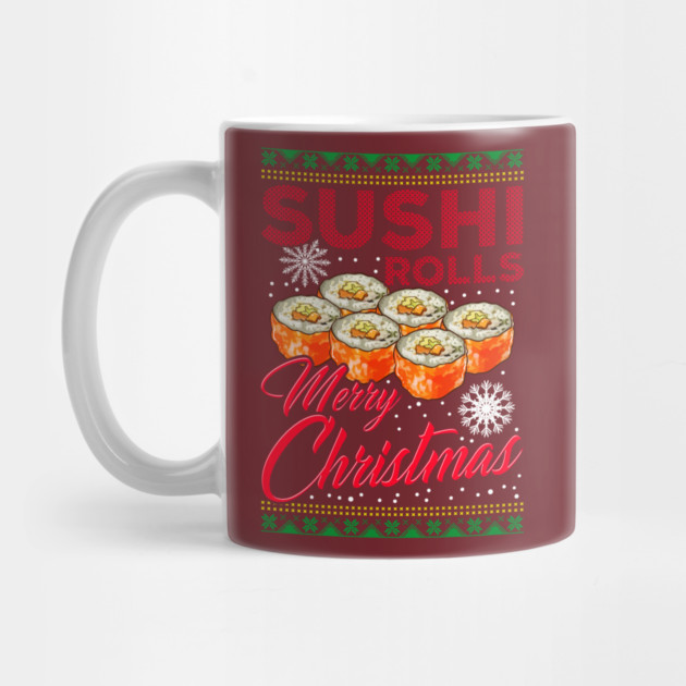 Sushi Ugly Christmas Sweater Style Funny Humor by creative