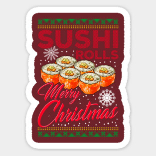 Sushi Ugly Christmas Sweater Style Funny Humor Sticker