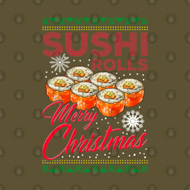 Sushi Ugly Christmas Sweater Style Funny Humor by creative