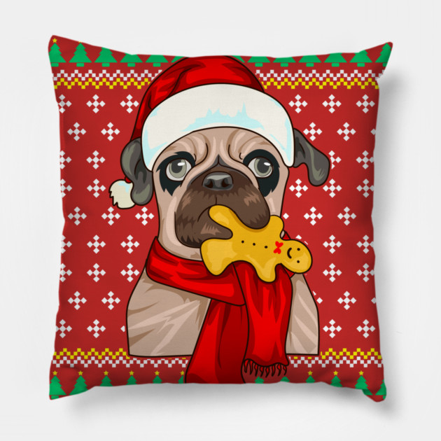 French Bulldog Ugly Christmas Sweater Funny Humor Pillow by creative