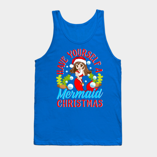 Christmas Mermaid Anime Girl Tank Top by creative