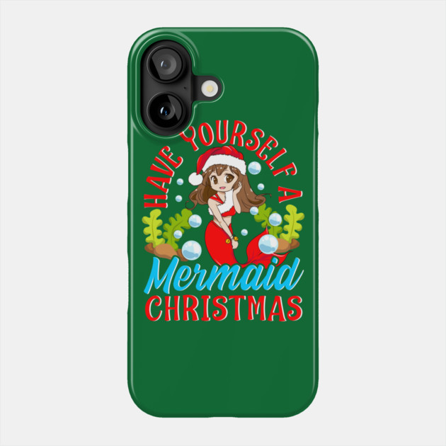 Christmas Mermaid Anime Girl Phone Case by creative