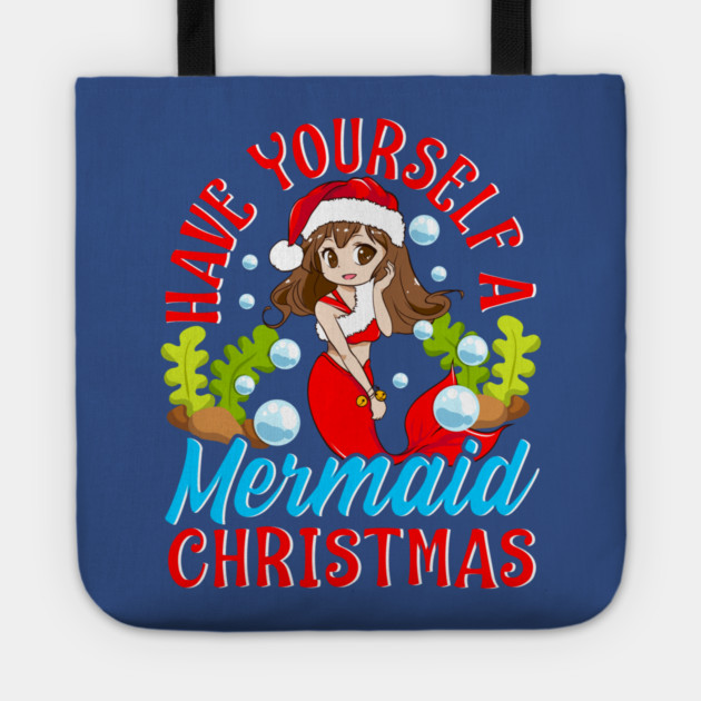 Christmas Mermaid Anime Girl Tote by creative