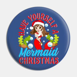 Christmas Mermaid Anime Girl Pin