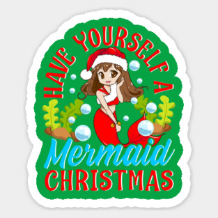 Christmas Mermaid Anime Girl Sticker