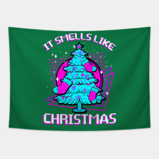 Retro Vaporwave XMAS Tree Tapestry