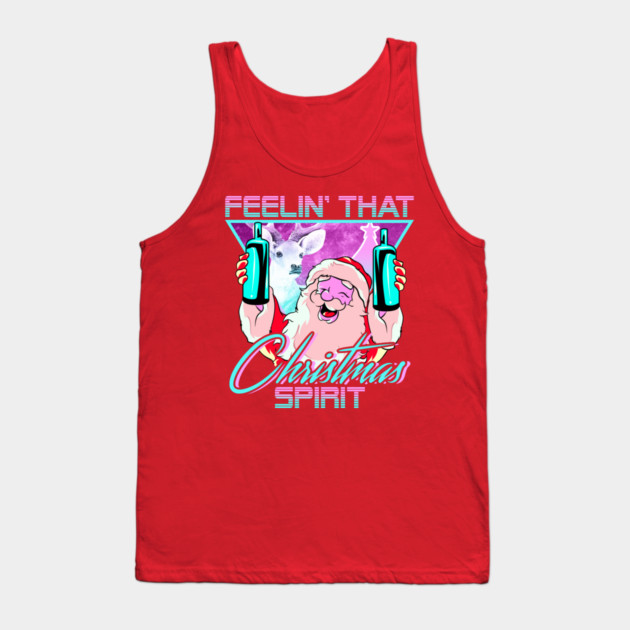 Retro Vaporwave Santa XMAS Spirit Funny Drinking Humor Tank Top by creative