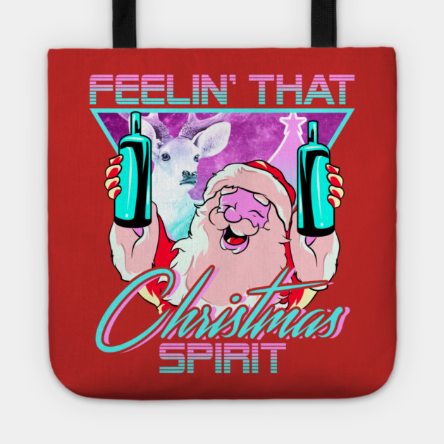 Retro Vaporwave Santa XMAS Spirit Funny Drinking Humor Tote by creative