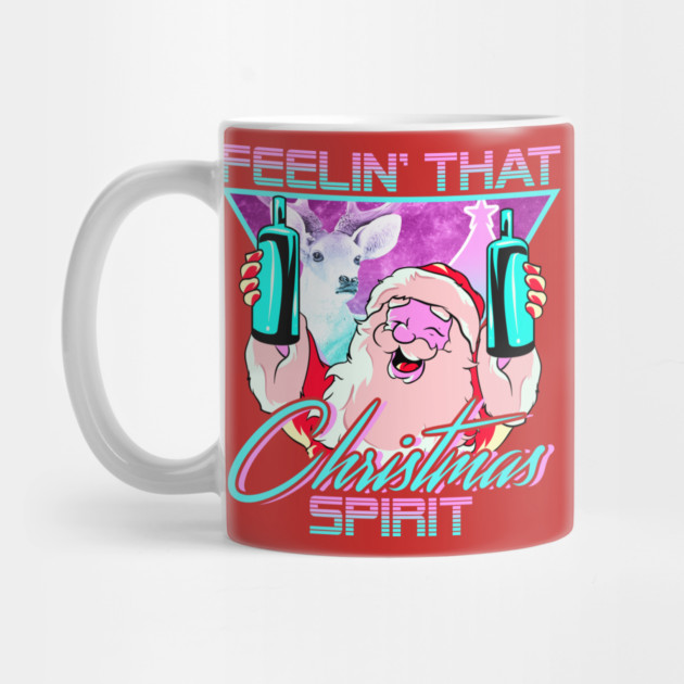 Retro Vaporwave Santa XMAS Spirit Funny Drinking Humor by creative
