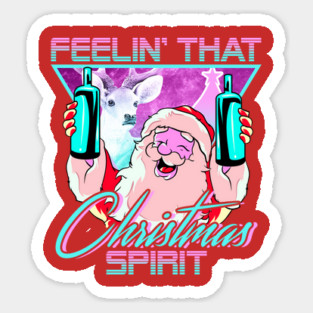 Retro Vaporwave Santa XMAS Spirit Funny Drinking Humor Sticker