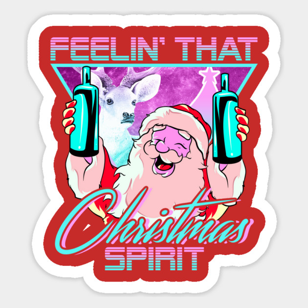 Retro Vaporwave Santa XMAS Spirit Funny Drinking Humor Magnet by creative