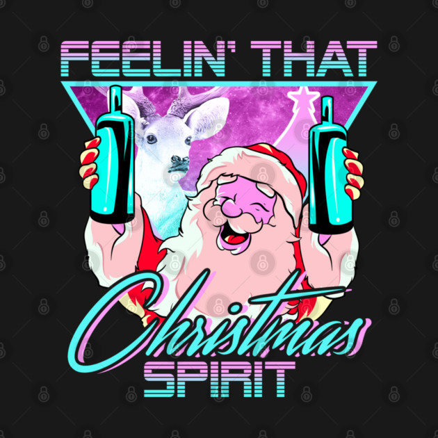 Retro Vaporwave Santa XMAS Spirit Funny Drinking Humor by creative