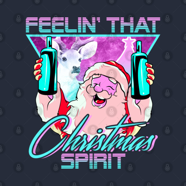 Retro Vaporwave Santa XMAS Spirit Funny Drinking Humor by creative